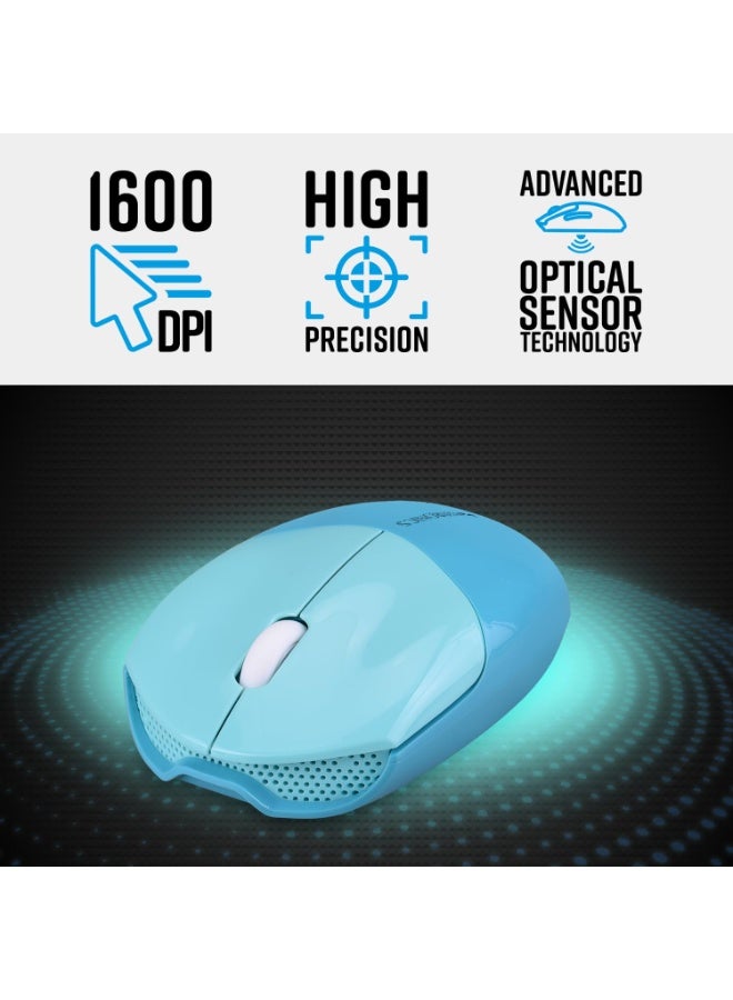 ZEBRONICS Companion 301 2.4GHz Wireless Keyboard & Mouse Combo with UV Printed, Retro Style Keys, 104 + 12 Integrated Multimedia Keys, 1600 DPI, High Precision, Zeb-Companion 301 (Aqua Green) - Image 5